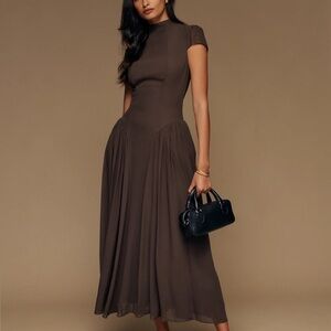 Reformation Maven Dress in Mole